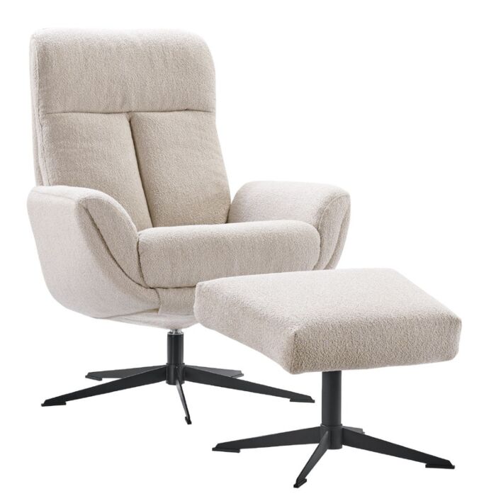 Profijt Meubel Draaifauteuil Langley beige met hocker