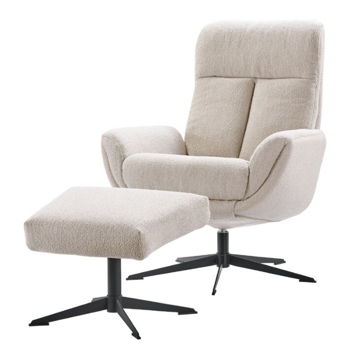 Profijt Meubel Draaifauteuil Langley beige met hocker