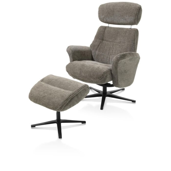 Lazaro, Relaxfauteuil (Incl. Poef) - Stof Livigno - Bruin