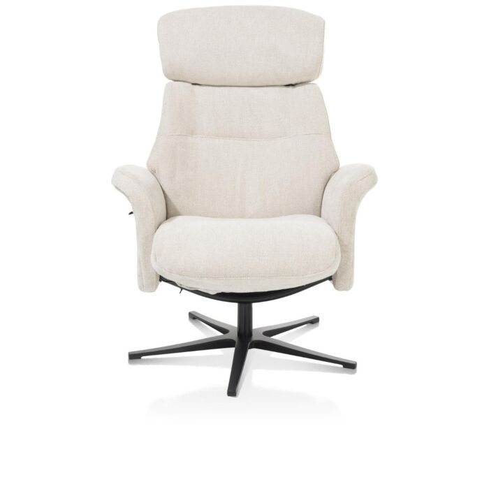 Lazaro, Relaxfauteuil (Incl. Poef) - Stof Livigno - Creme