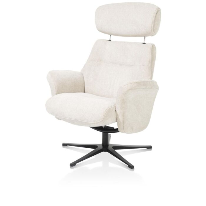 Lazaro, Relaxfauteuil (Incl. Poef) - Stof Livigno - Creme