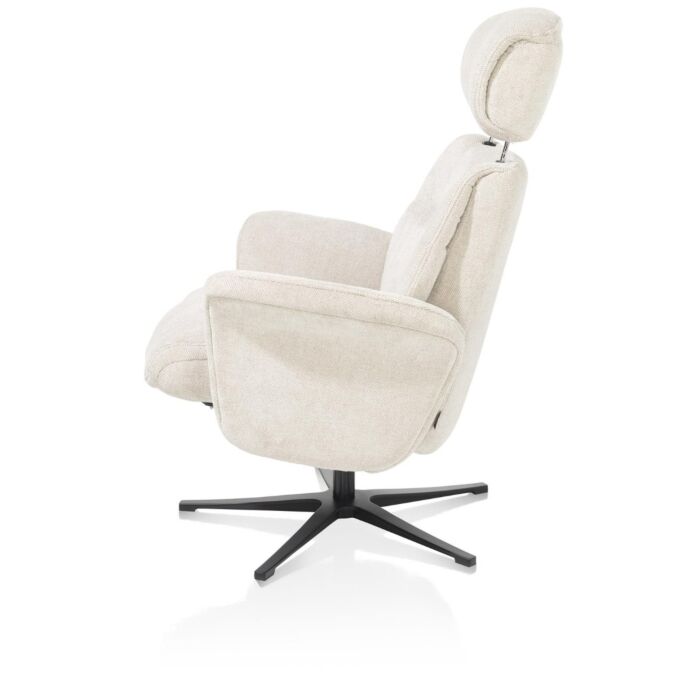 Lazaro, Relaxfauteuil (Incl. Poef) - Stof Livigno - Creme