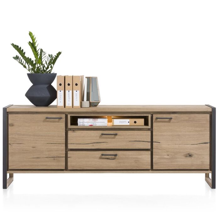 Metalo, Dressoir 210 Cm - 2-Deuren + 2-Laden + 1-Niche (+ LED)