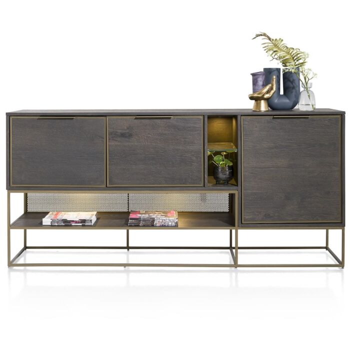 City, Dressoir 190 Cm - 3-Deuren + 3-Niches (+ LED) - Castle Antraciet