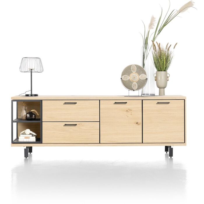 Ridgefield, Dressoir 230 Cm - 2-Deuren + 2-Laden + 2-Niches (+ LED) - Natural