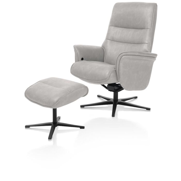 Lotis, Relaxfauteuil (Incl. Poef) - Stof Pala - Lichtgrijs