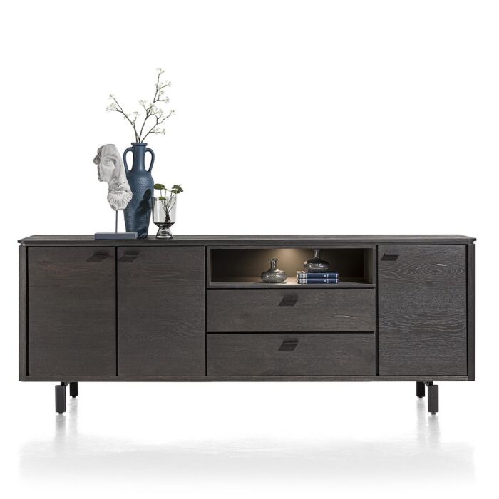 Livada, Dressoir 210 Cm - 3-Deuren + 2-Laden + 1-Niche - Onyx