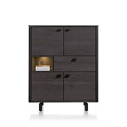 Livada, Highboard 115 Cm - 4-Deuren + 1-Lade + 1-Niche - Onyx