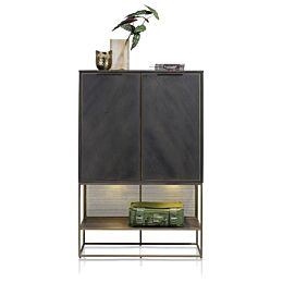 City, Highboard 100 Cm - 2-Deuren + 1-Niche (+ LED) - Castle Antraciet